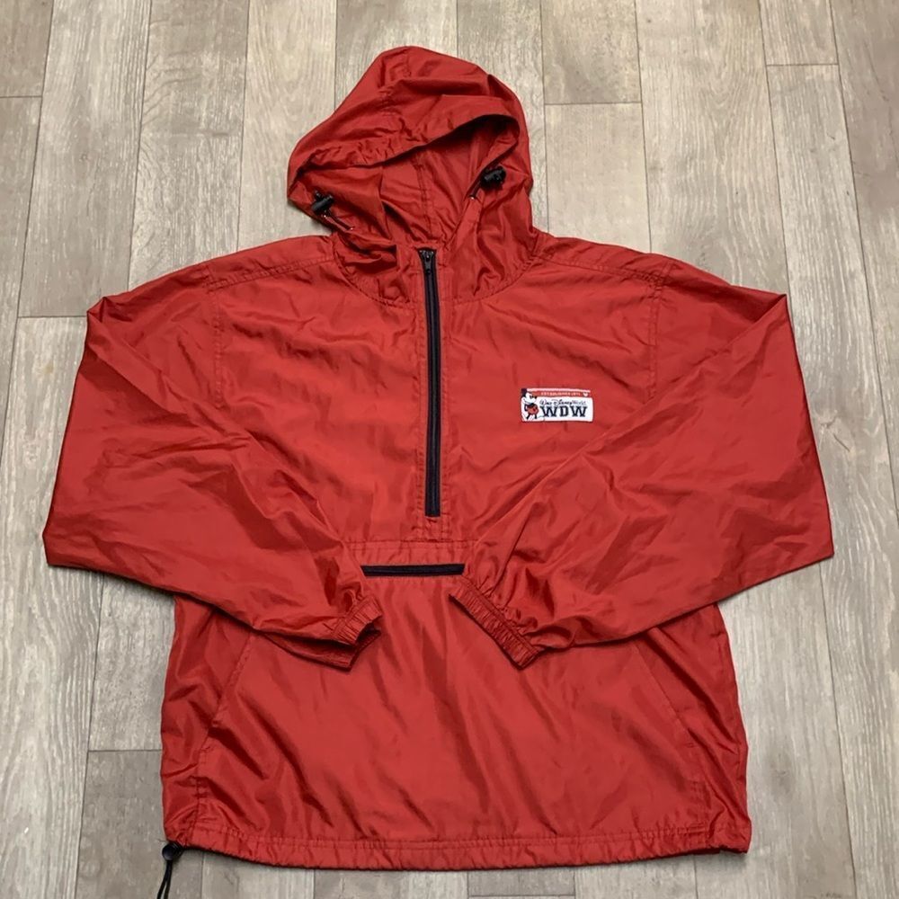 Mens Vintage Walt Disney‎ World Lightweight Half Zip Drawstring Pullover Jacket